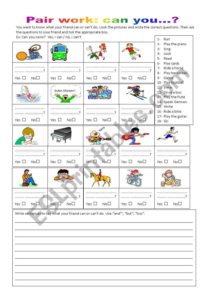 can you sing? worksheet