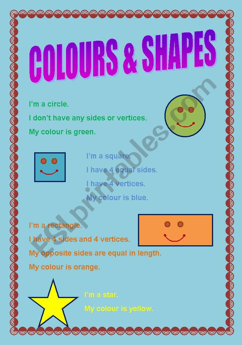 Colours and shapes worksheet