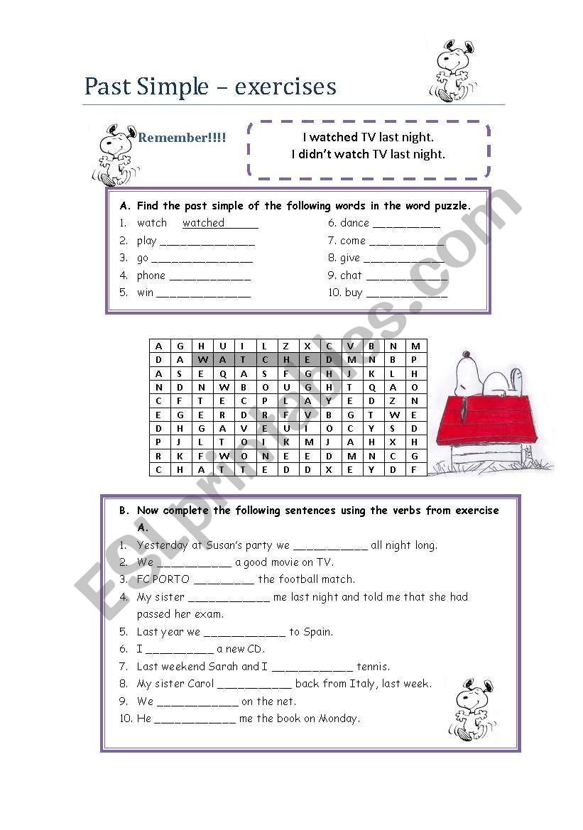 Past simple exercises worksheet