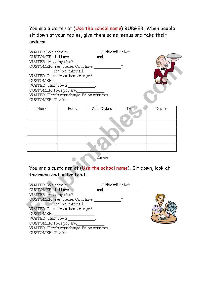 Ordering Food! worksheet