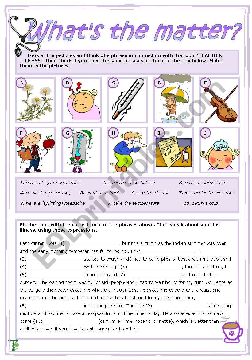 WhatÂ´s the matter? worksheet