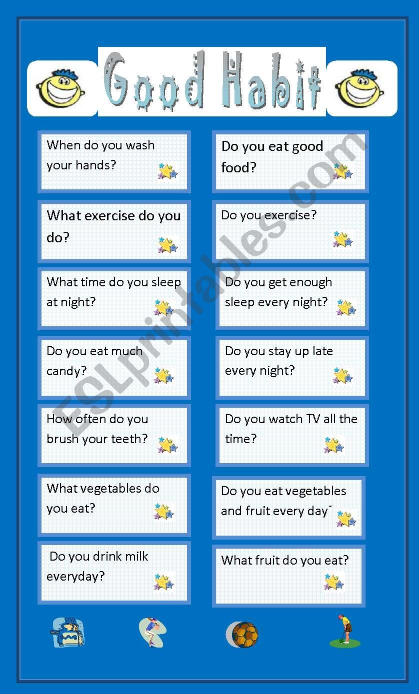 Good Habit Conversation Card worksheet