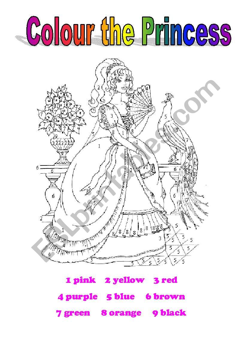 Colour the Princess worksheet