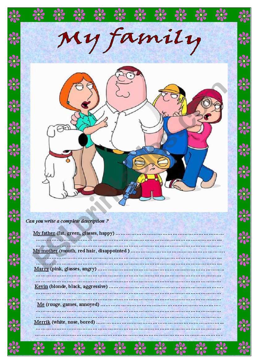 My family worksheet