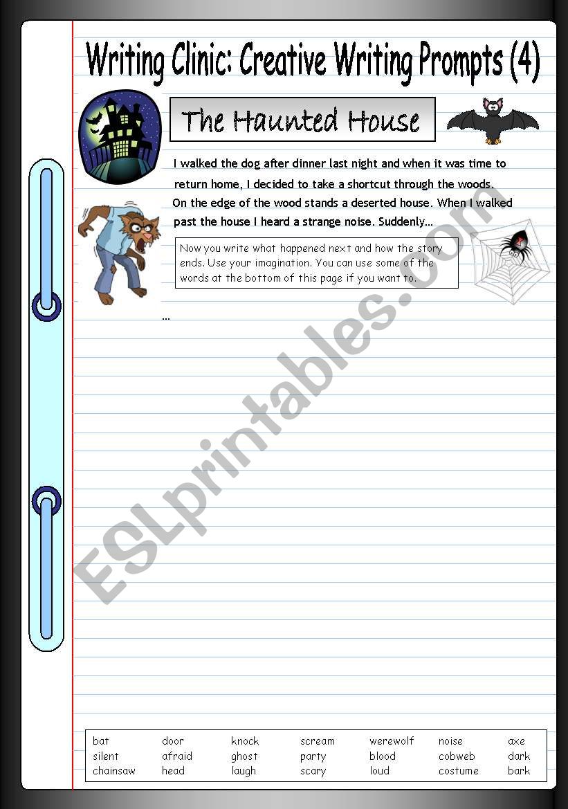 Writing Clinic: Creative Writing Prompts (4) - The Haunted House - ESL ...