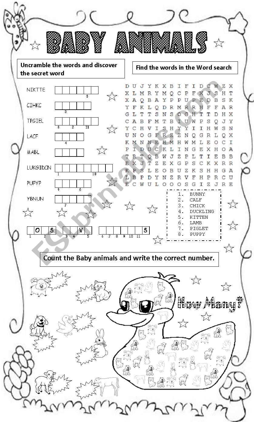 BABY ANIMALS worksheet