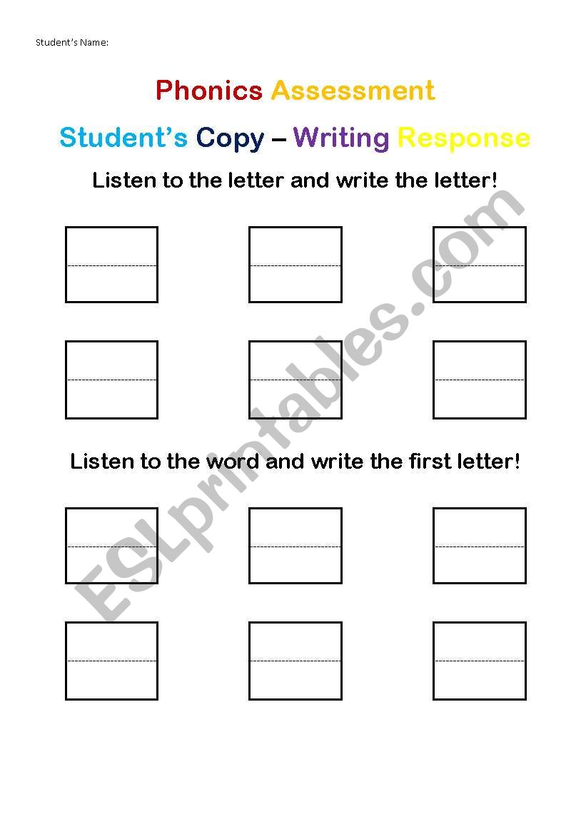 Pre-K Phonics/Alphabet Recognition Assessment