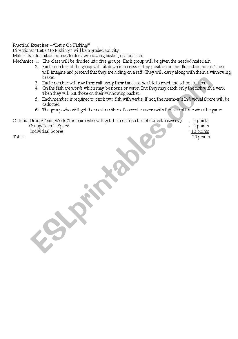 Lets Go Fishing! worksheet