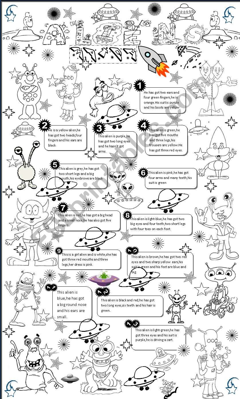 aliens worksheet