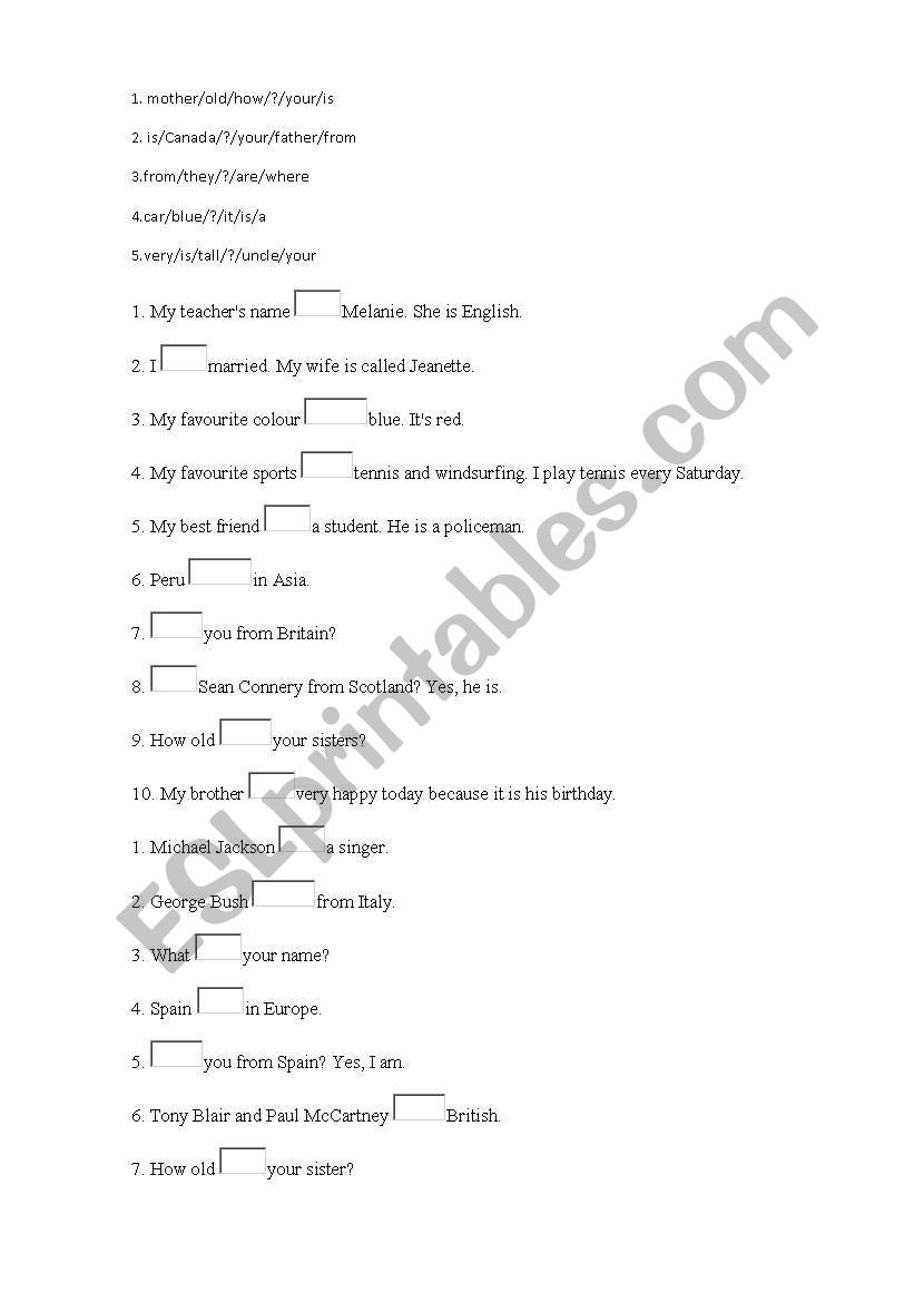 to be exercises worksheet