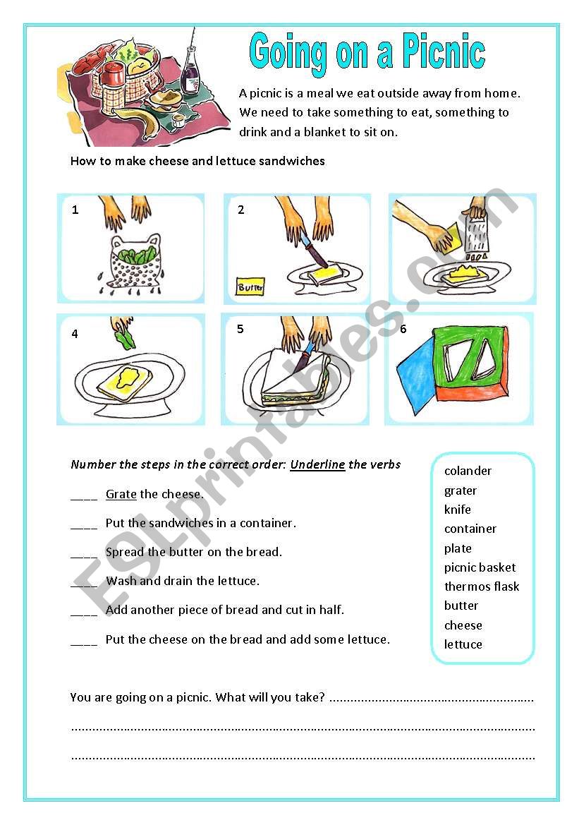 Going on a picnic worksheet