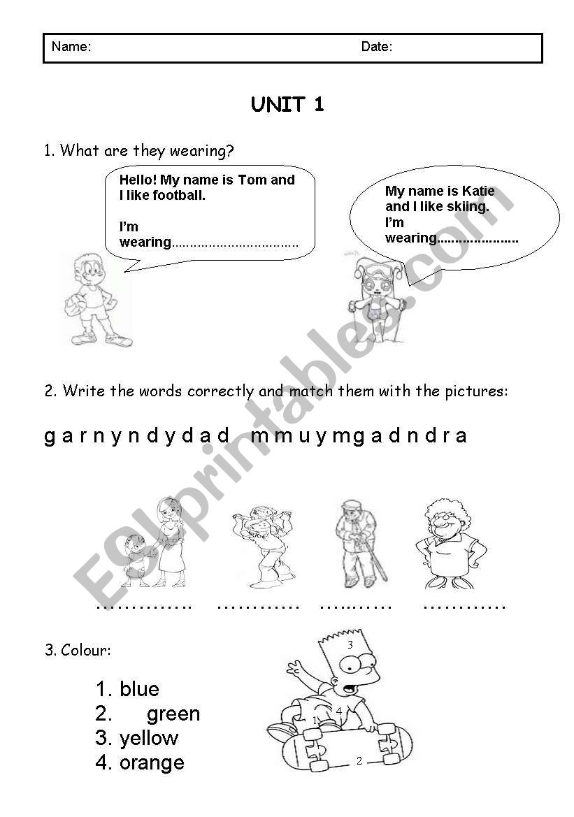 Family and clothes worksheet