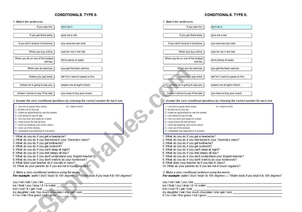 Conditionals (type 0 and type 1)