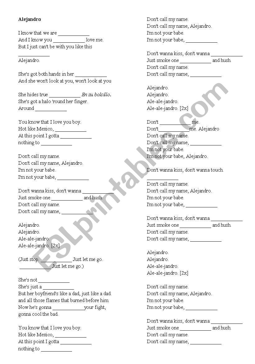 Song lyrics for Lady Ga-Ga 