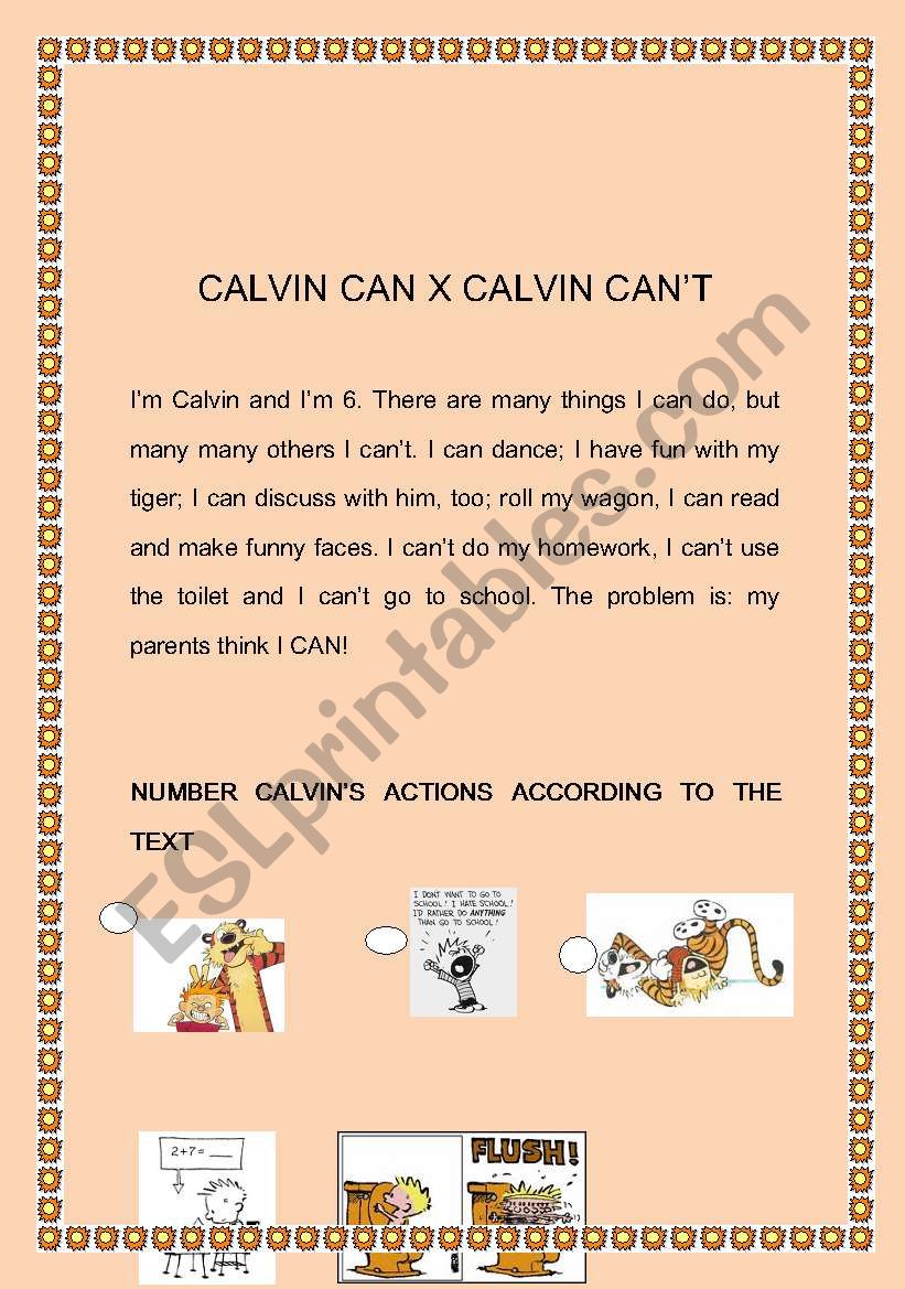 can and cant reading worksheet