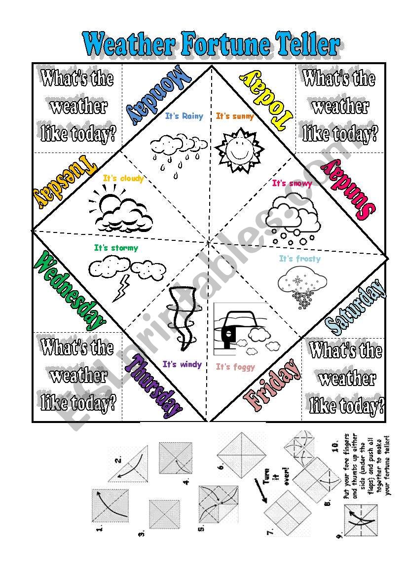 WEATHER+ DAYS OF THE WEEK FORTUNE TELLER+ FULLY EDITABLE