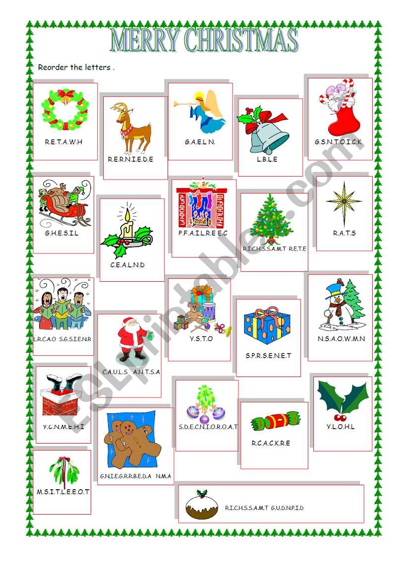 Christmas vocabulary worksheet