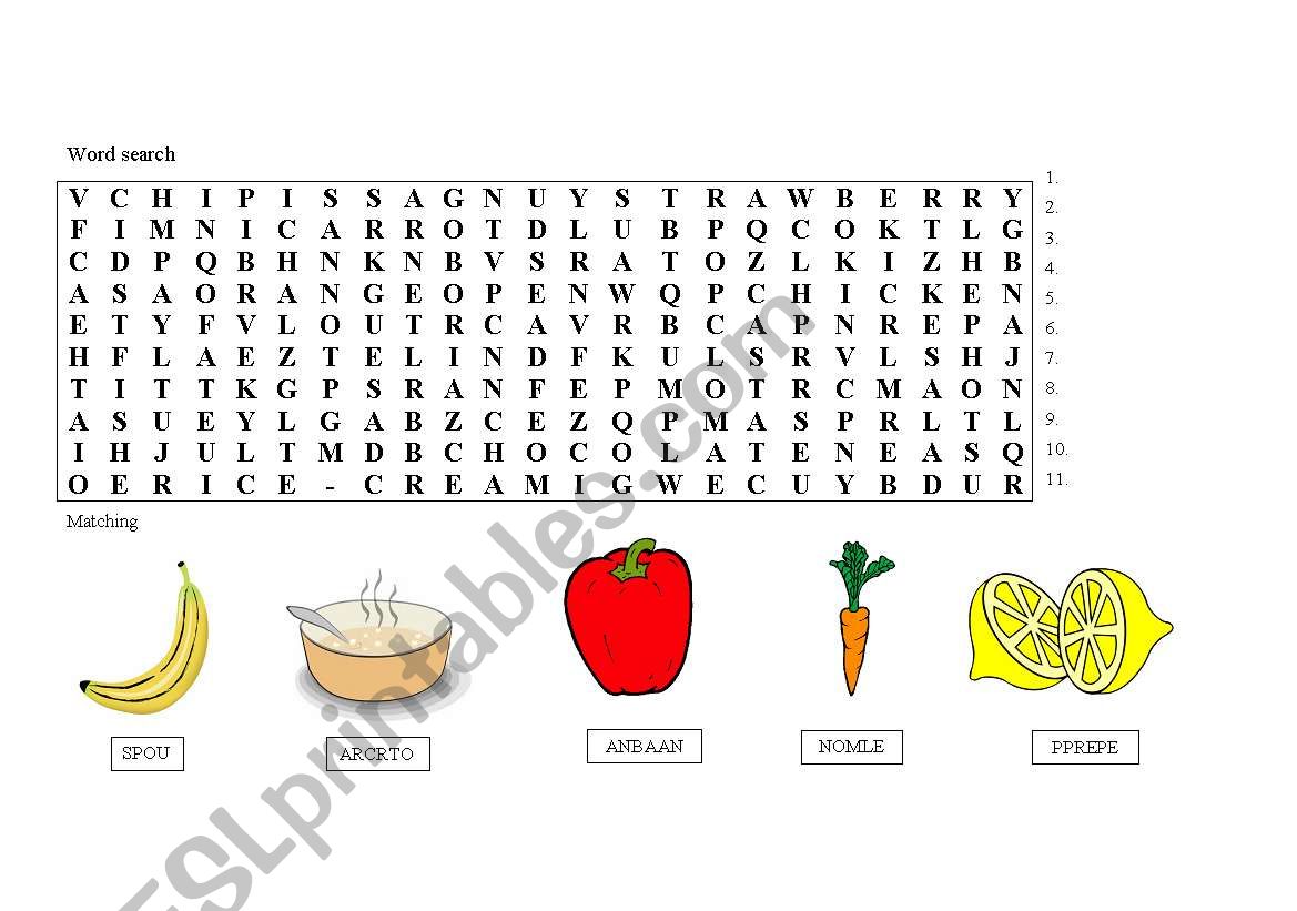 Food worksheet