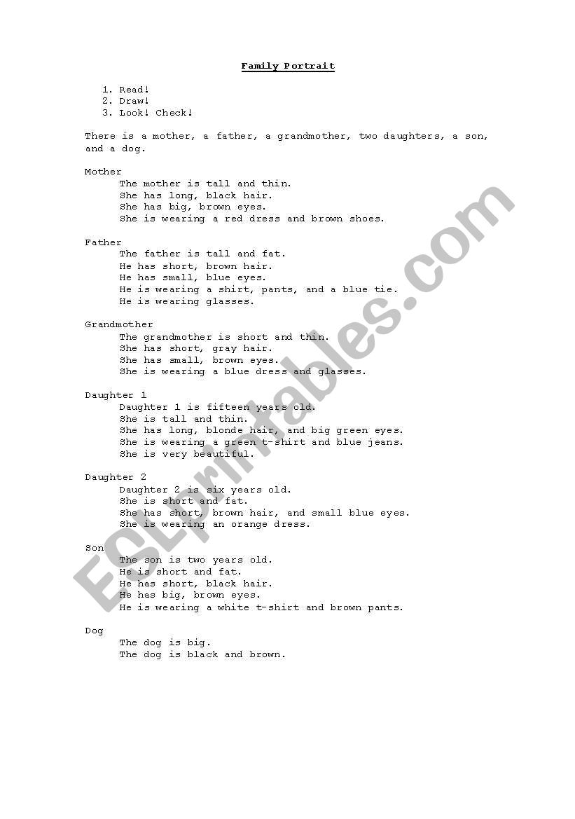 Family Worksheet worksheet