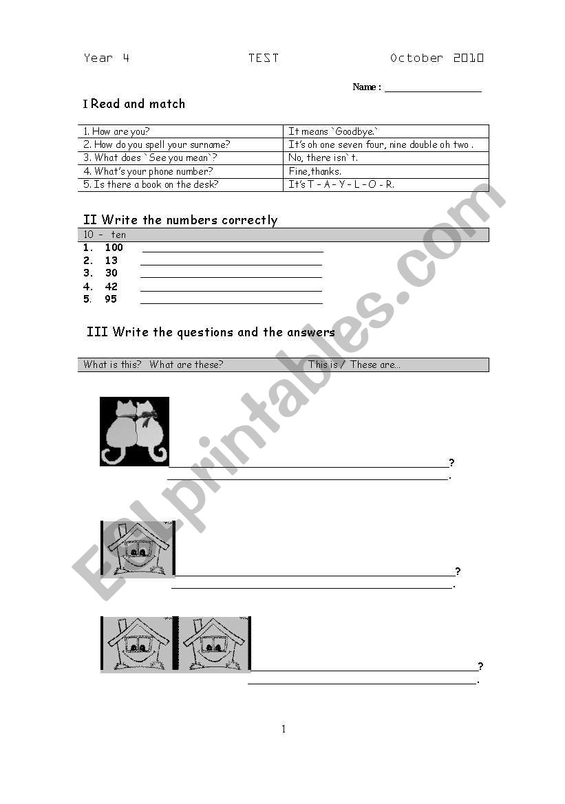 test worksheet