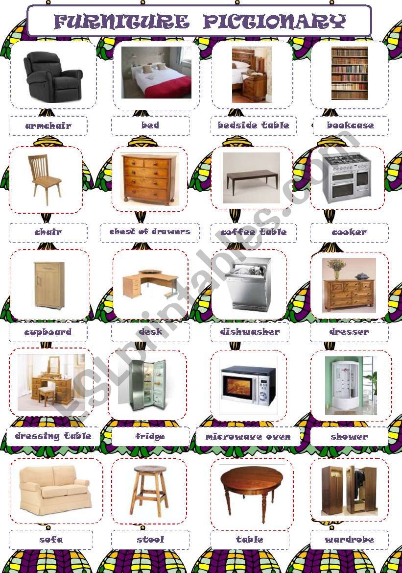 FURNITURE PICTIONARY worksheet