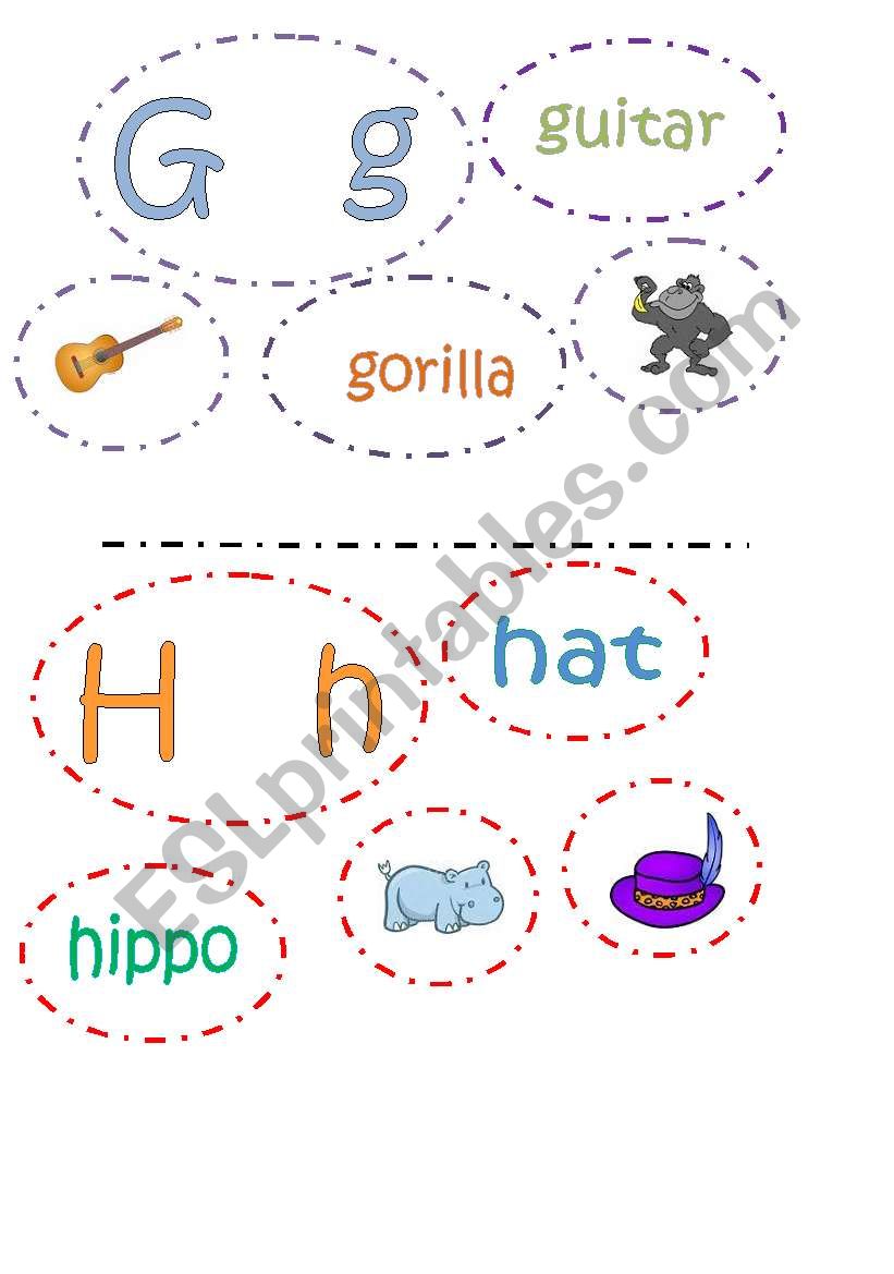 letters Gg-Pp for a collage worksheet