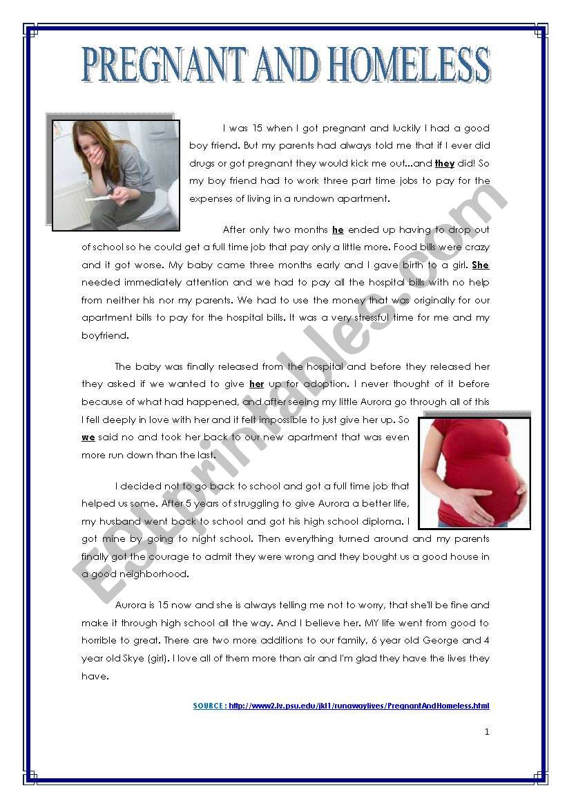 PREGNANT AND HOMELESS - TEENSÂ´ PROBLEMS