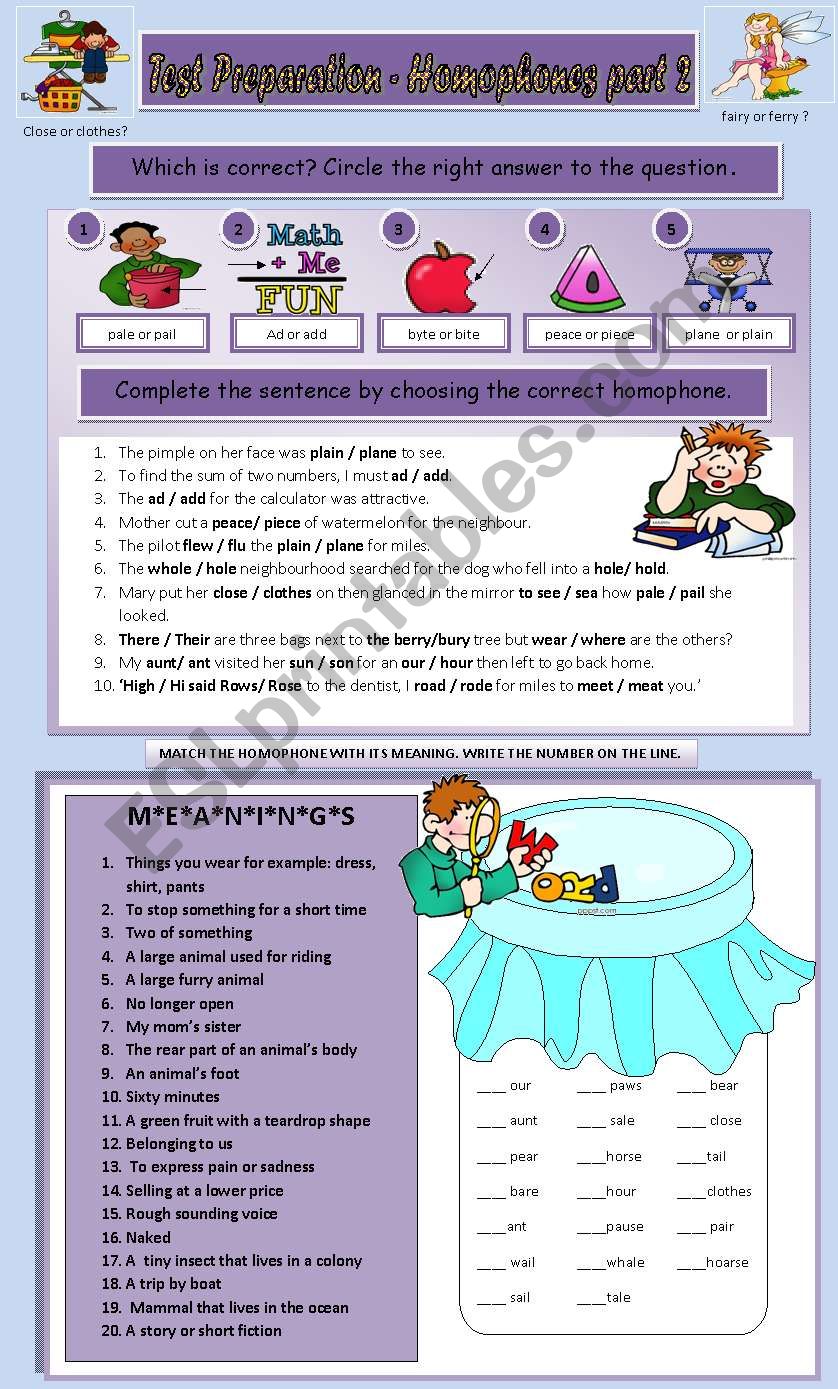 TEST PREPARATION - HOMOPHONES PART 2