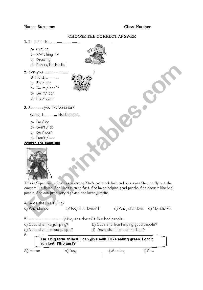 general quiz worksheet