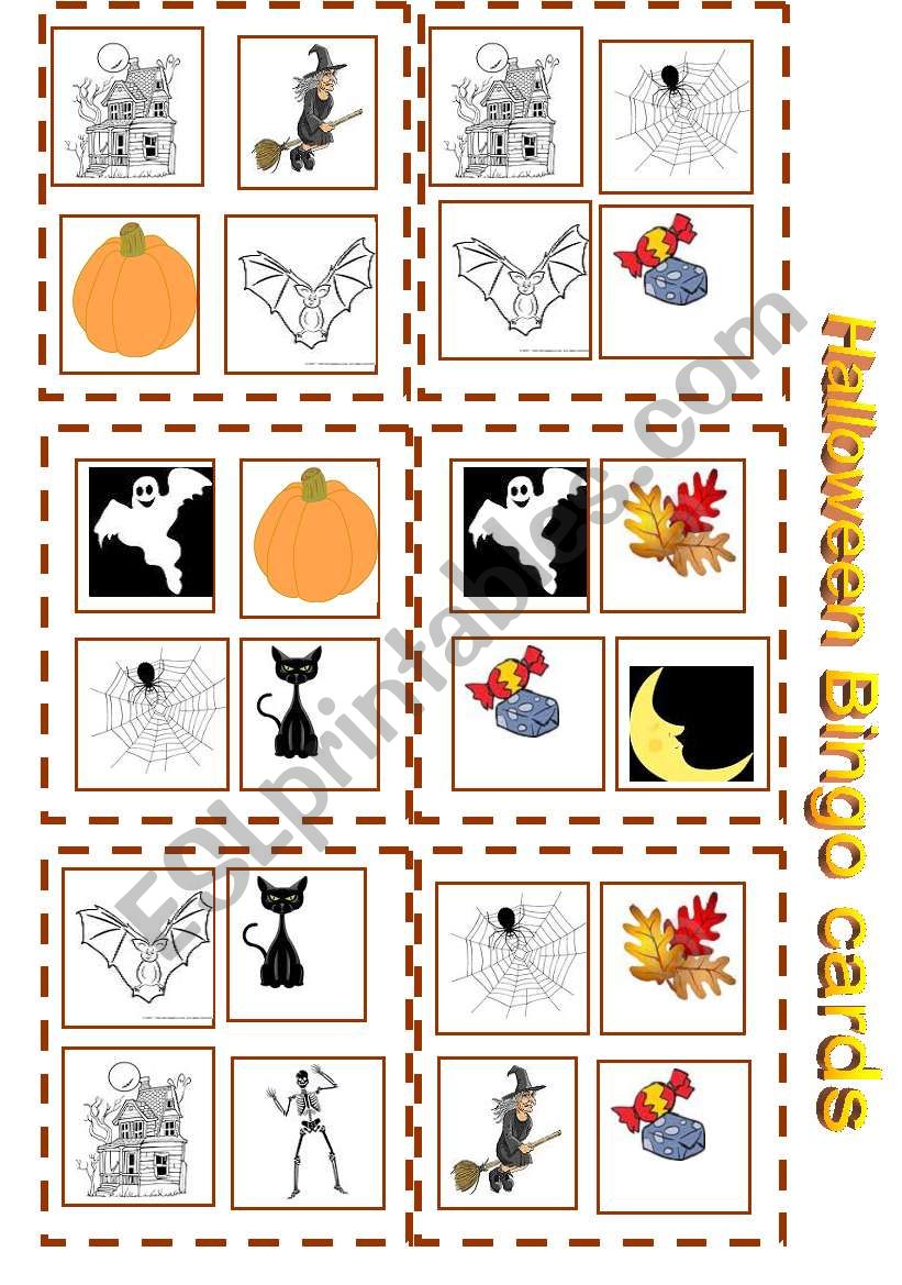 halloween bingo with verb: to have