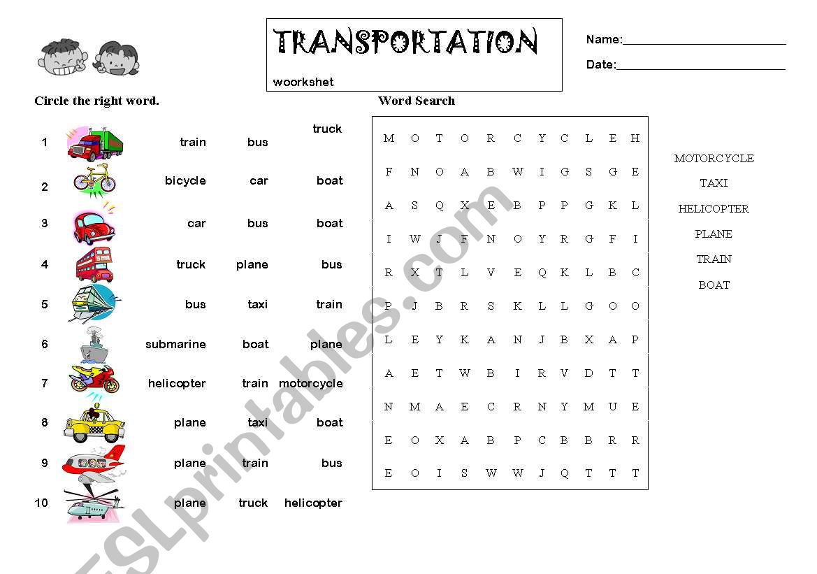 transportation worksheet