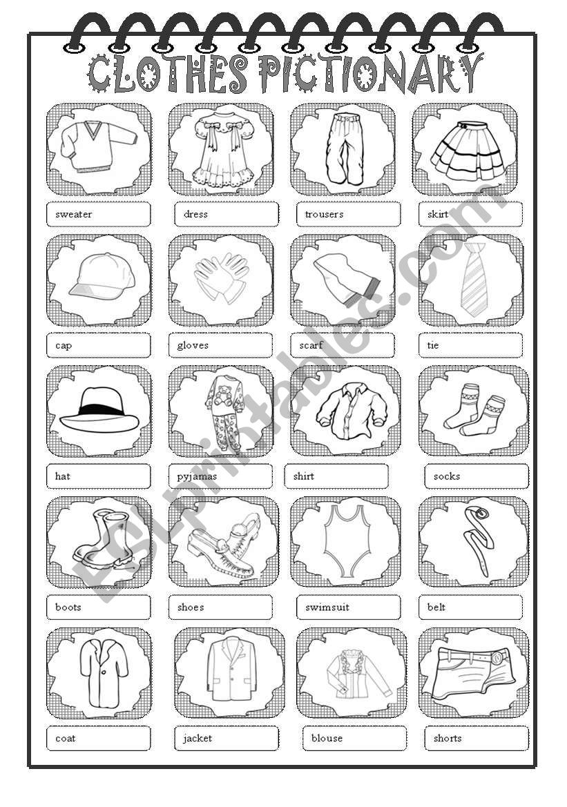 Clothes Pictionary worksheet