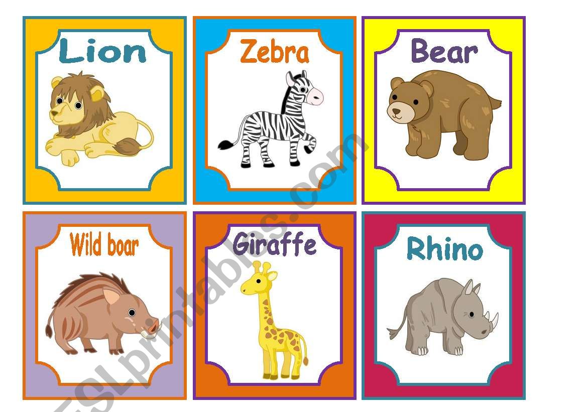 ANIMALS FLASHCARDS 2/3  WILD ANIMALS (24 CARDS) 