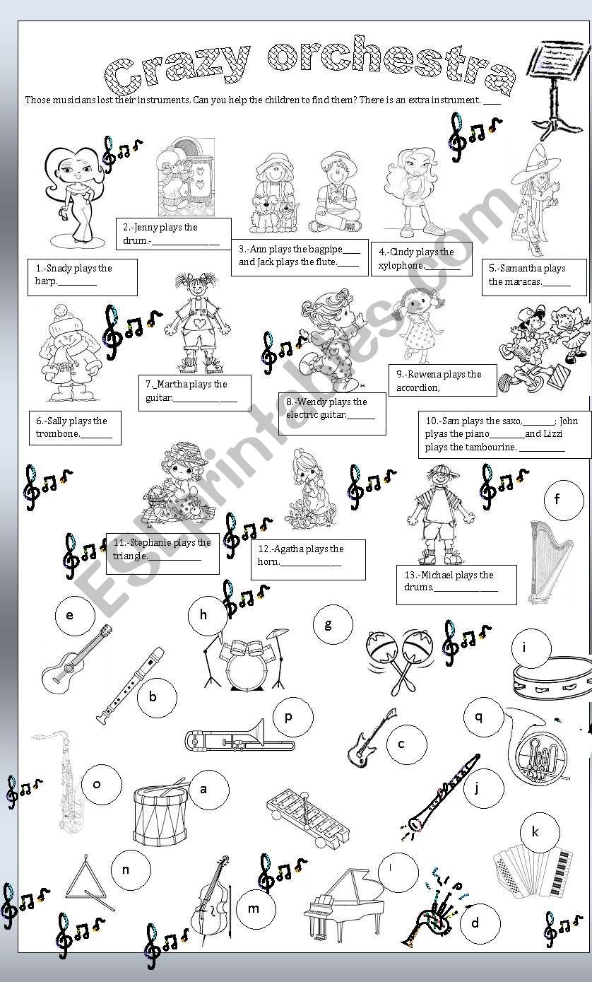 Crazy orchestra worksheet