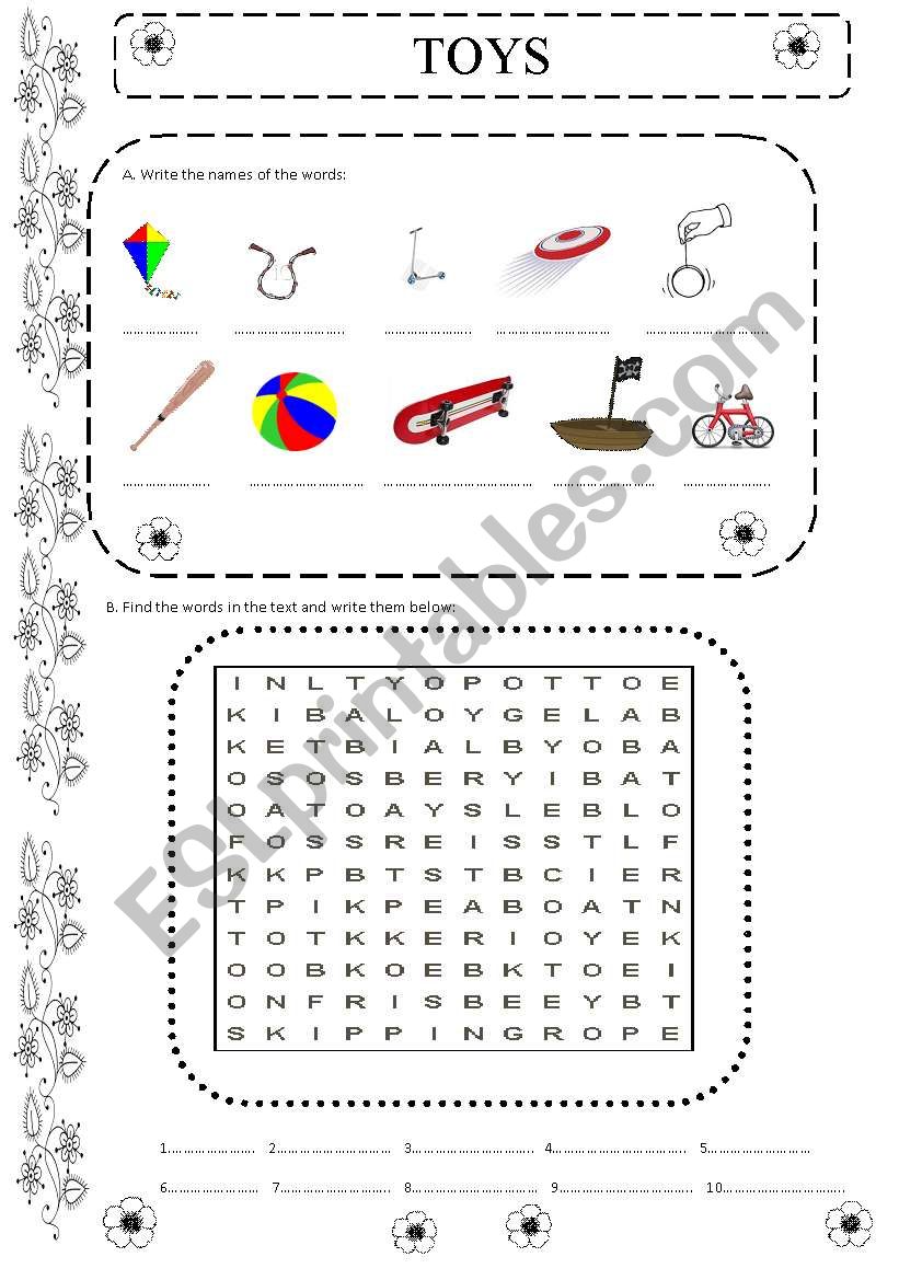 TOYS worksheet