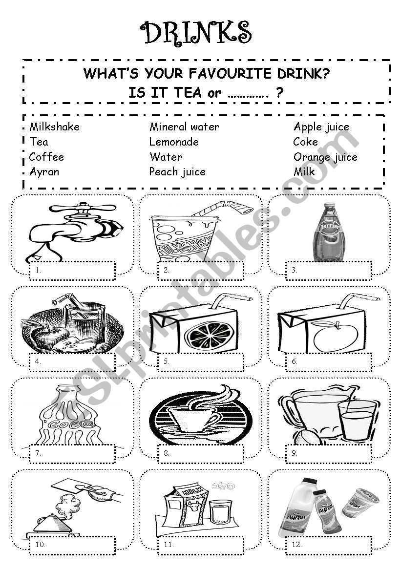 drinks worksheet