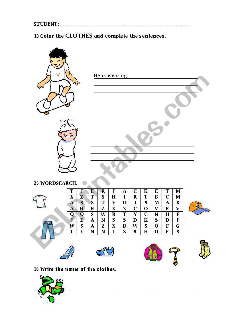 Clothes worksheet