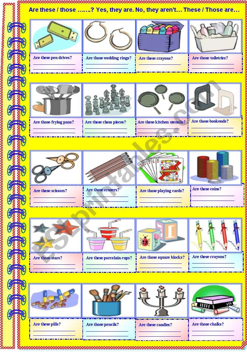 Are these/those ...? Yes, they are. No, they arenÂ´t. These/Those are.....(No guidance - with answer key)**editable