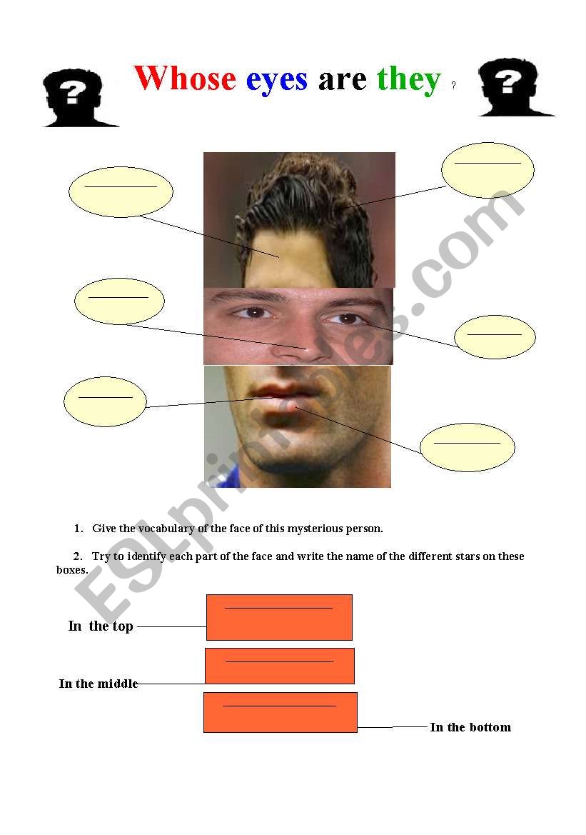 Whose eyes are they ? Game!! worksheet