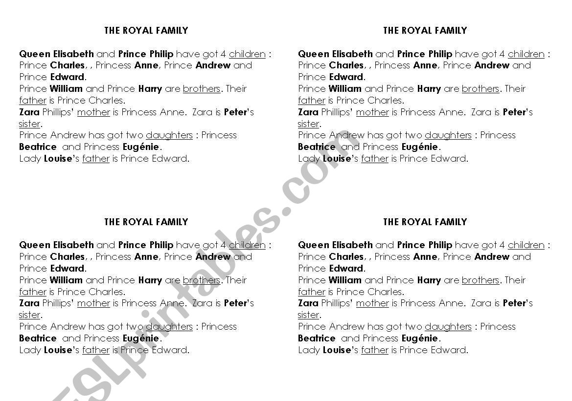 the royal family worksheet