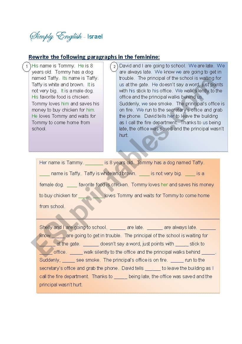 Personal Pronouns worksheet