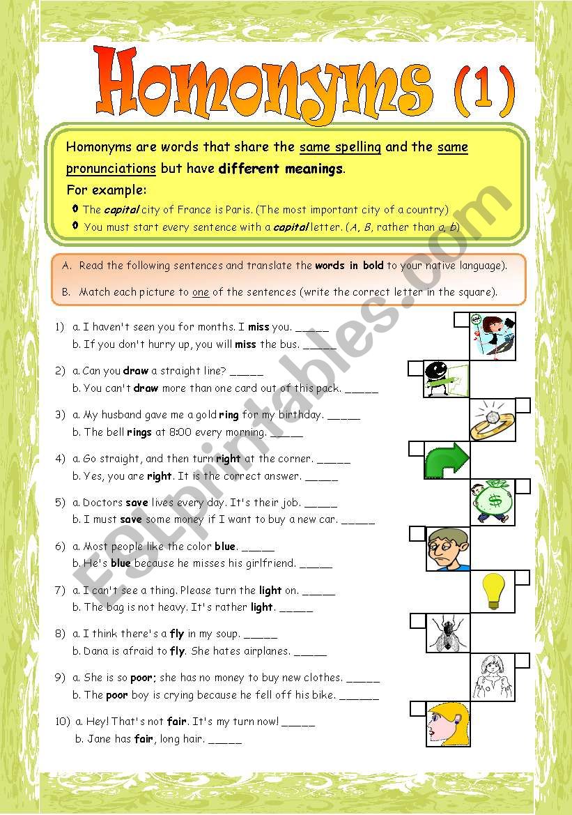 Pin On English Language Homonym Worksheets Homonyms Writing Lessons 