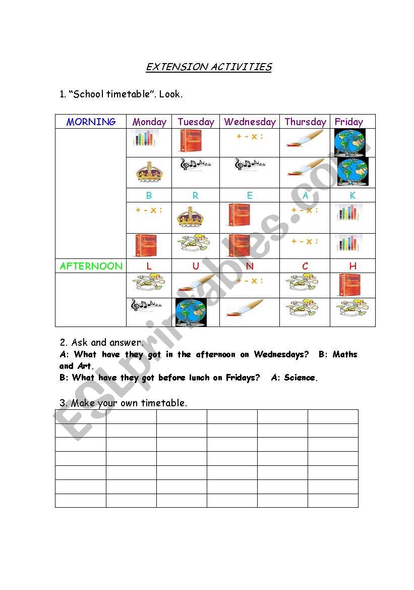 School worksheet