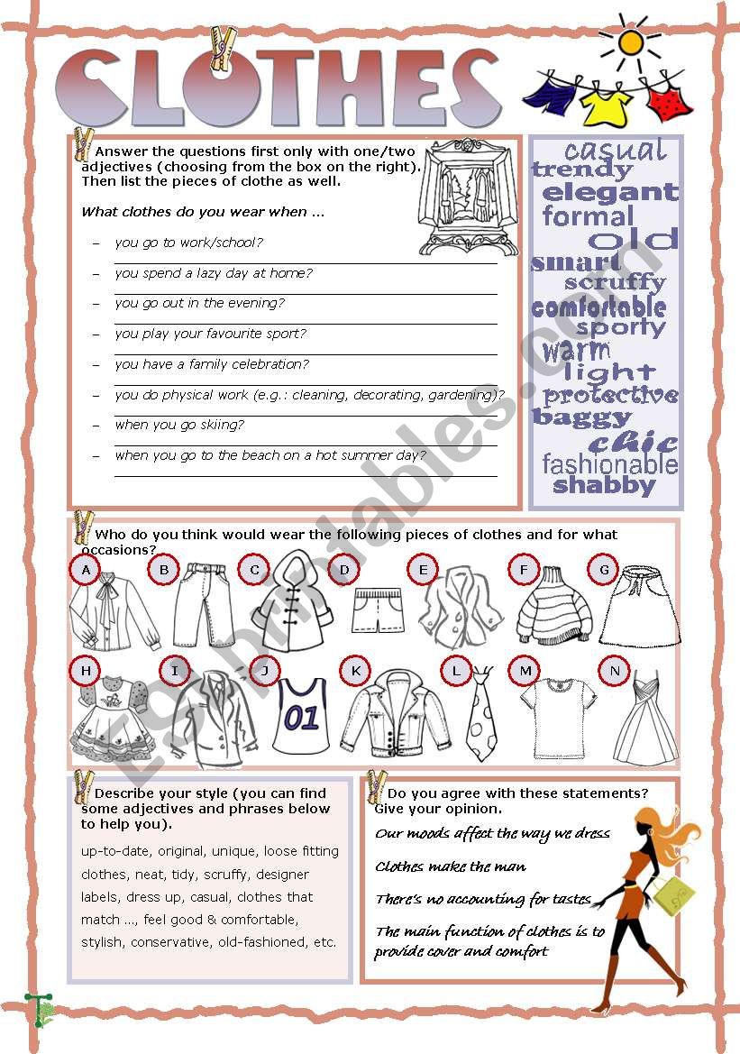 Clothes worksheet