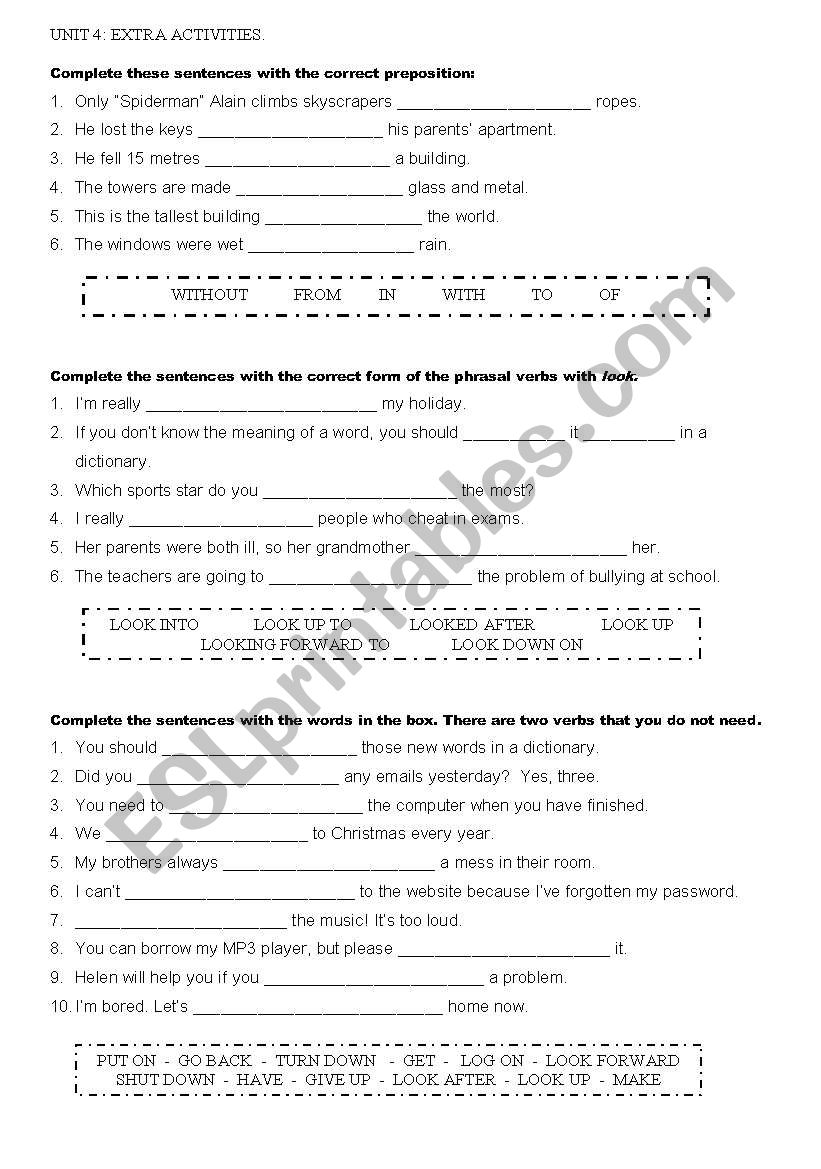 PHRASAL VERBS worksheet