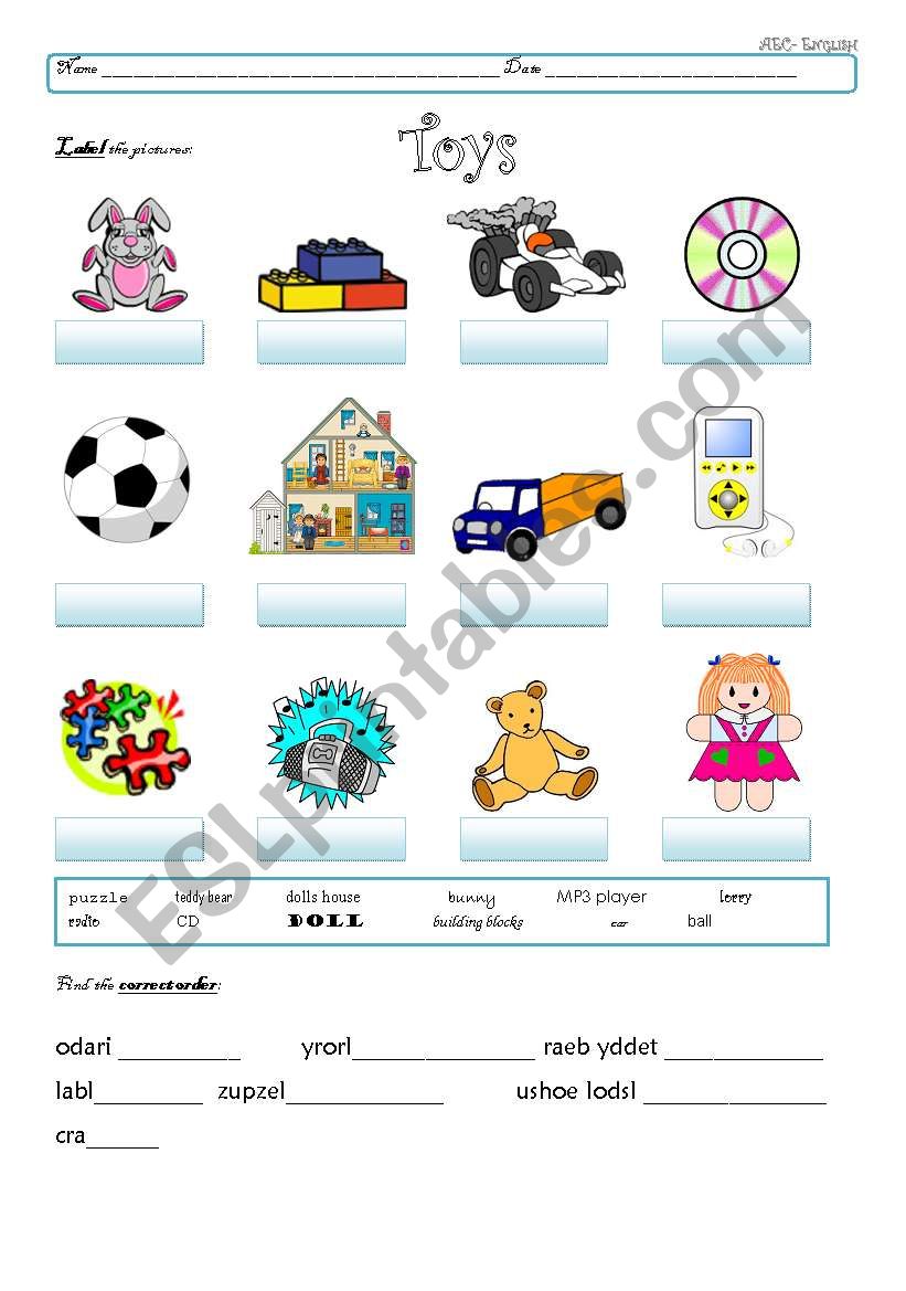 my toys worksheet