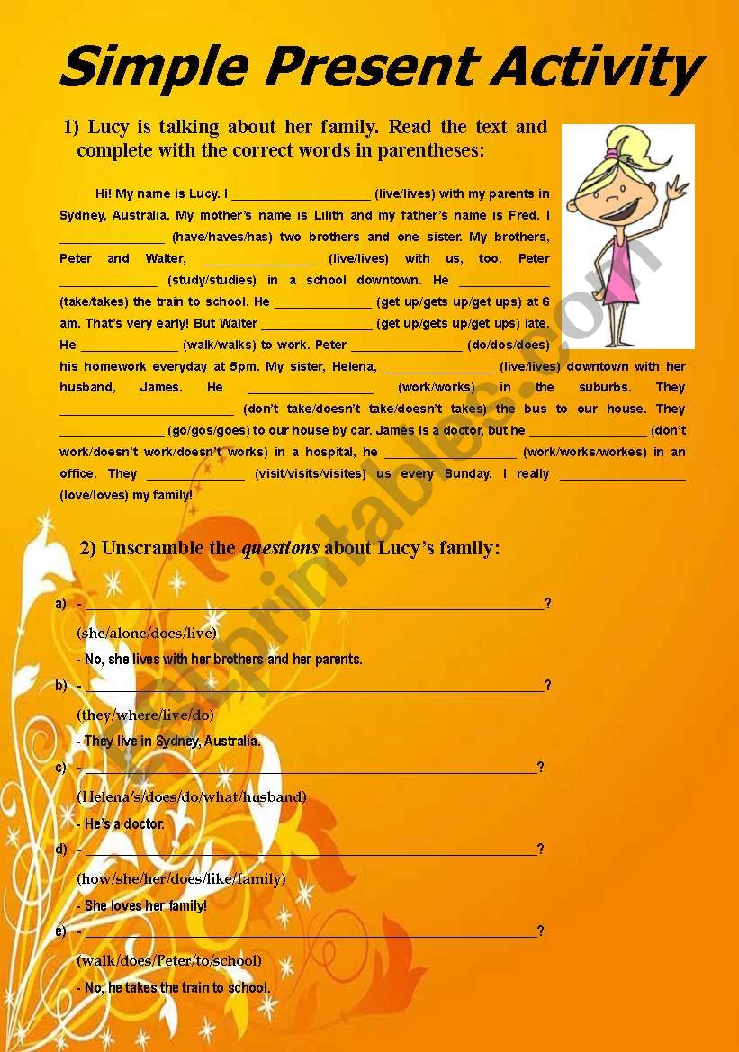 Simple Present  Activity worksheet