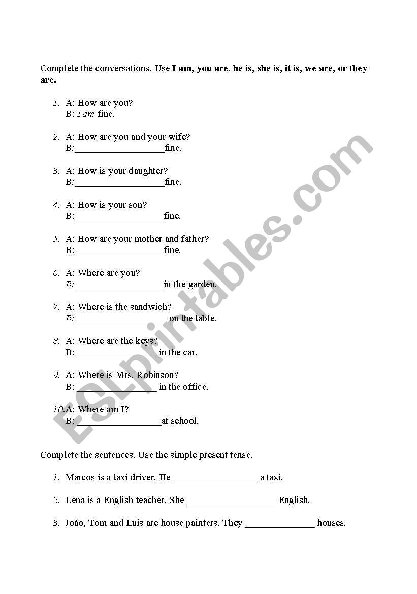 Level Test worksheet