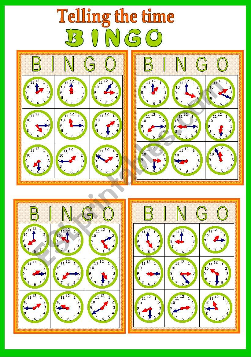 Telling he time Bingo game (fully editable)