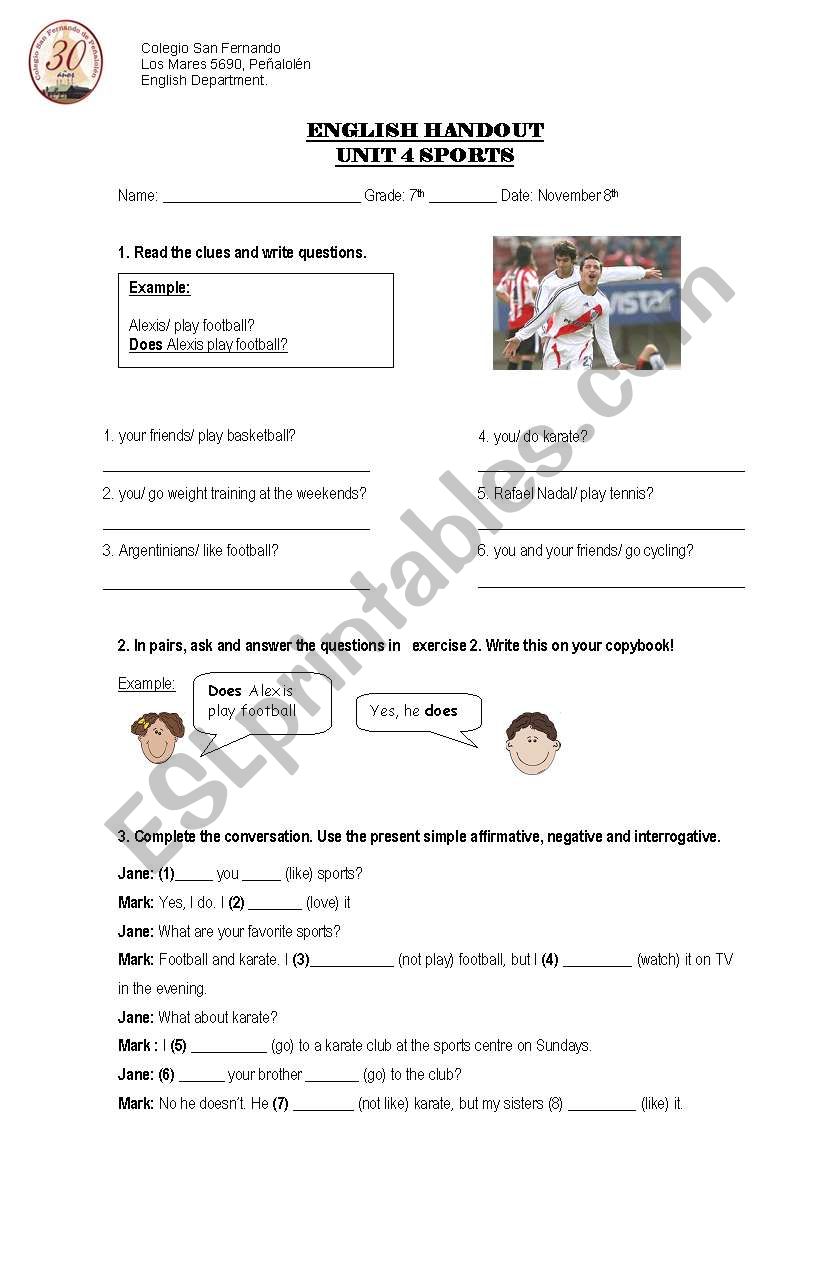 Can you talk about sports worksheet